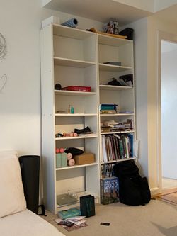 TWO BOOKSHELVES white