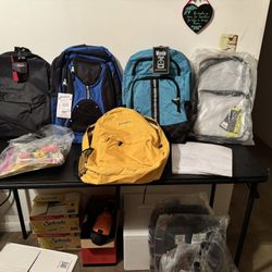 New Assorted Brand Names & Colors Unisex School Backpacks w/School Supplies ( I Have 100’s Of Backpacks)