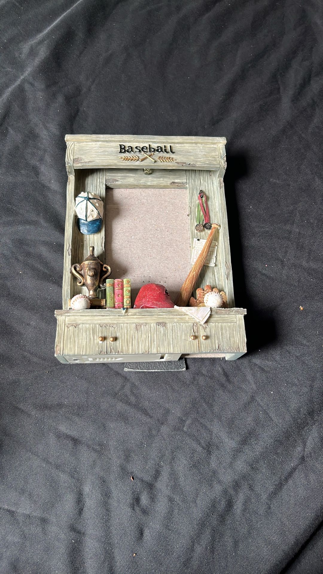 Vintage Baseball Theme Decorations Picture Frame And 2 Wall Hooks