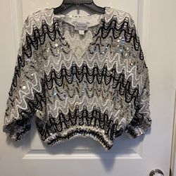 Vintage Disco 1980s THREE FLAGS California Sequin Blouse size medium Must pick up