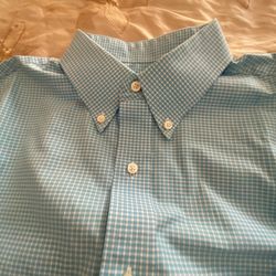 Jose Bank Blue Checkered Button-Up Shirt size L