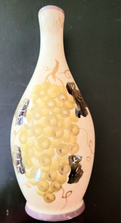Hand-Painted Ceramic Grape Vase – Purple & Cream