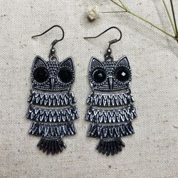 Owl Black Eye Diamond Fashion Earrings