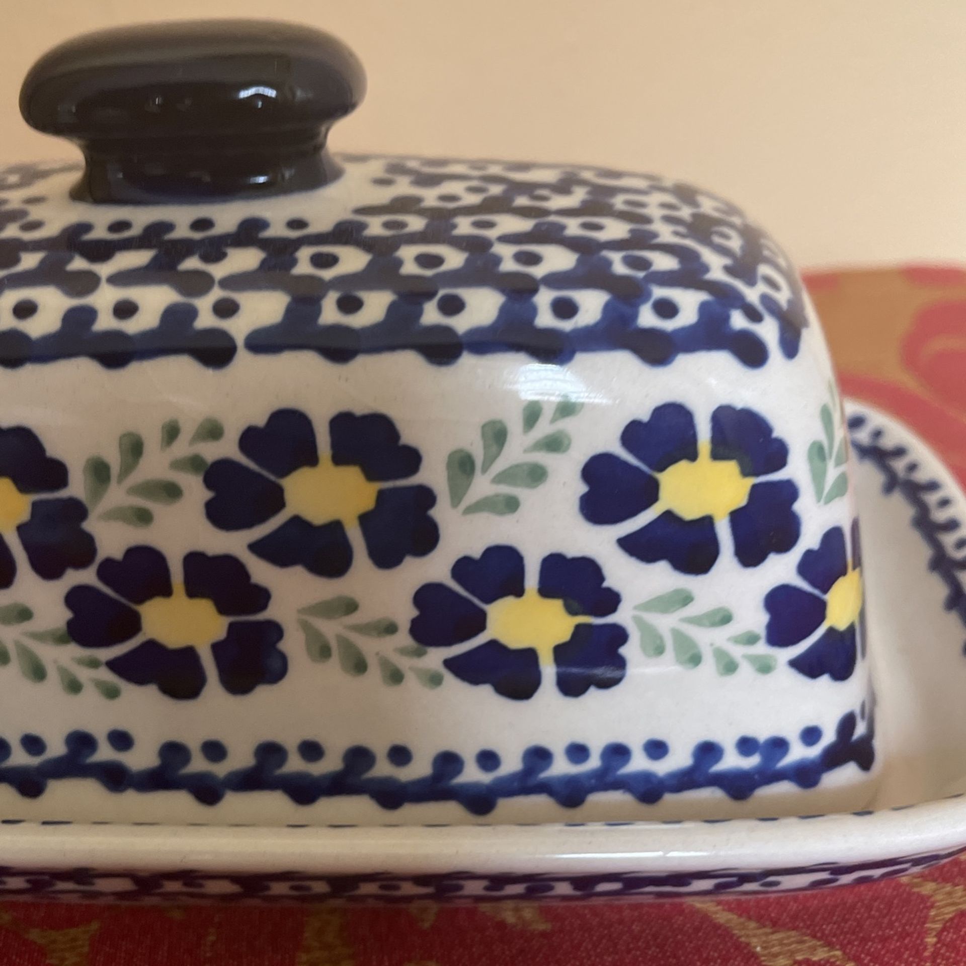 Vintage Polish ceramic butter dish