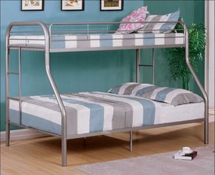 Brand New Silver Solid Metal Twin over Full Bunk Bed