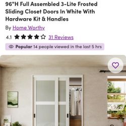Closet Glass Door 96H 60 W 