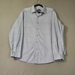 Robert Graham Shirt Mens 2XL Gray Geometric Long Sleeve Button Down Classic