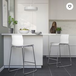 Set of 4 GLENN Bar stool, counter height white/chrome plated 26 inch