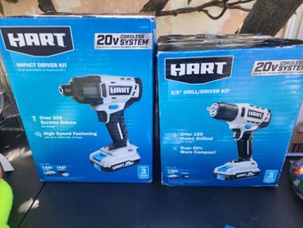 HART 20V Cordless Impact($60)Driver Kit and 3/8" Drill/Driver($45)