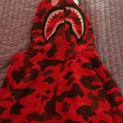 Bape Red Hoodie Zip Up