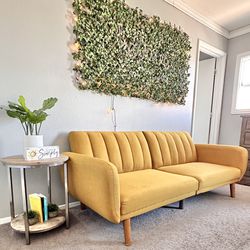 Modern Mid Century Yellow Futon Sofa Couch