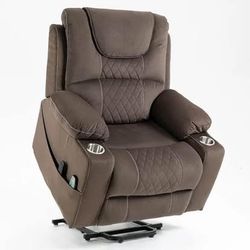 #328abc Oversized Massage Recliner Chair with Heat, Large Electric Power Lift Recliner Chair with Hidden Cup Holder