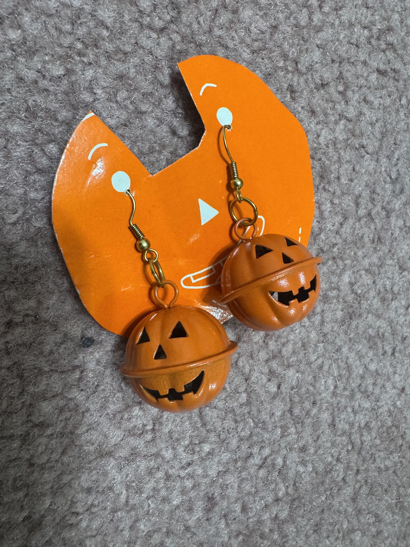 New vintage pumpkin jackolantern bell Halloween earrings jewelry outfit costume