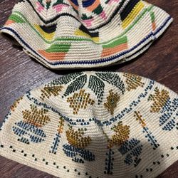 Vintage Handcrafted Kippah Lot – Beaded & Woven Yarmulkes, Judaica Decor