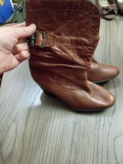 Brown leather ankle high Andrea women's size approx 6.5