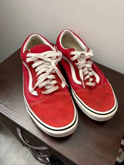 Vans Old Skool Red Suede Canvas Sneakers