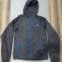 North Face Black and Blue Packable Men's Windbreaker/Raincoat - Size S
