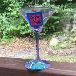 Lolita Hand painted “21” Martini Glass