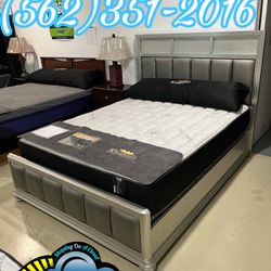 Queen Grey Bed Frame With Mattresses Colchones Nuevos 