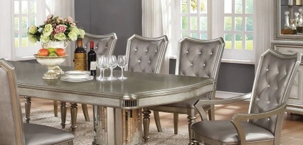 Danette Metallic Seven-piece Double Pedestal Dining Set