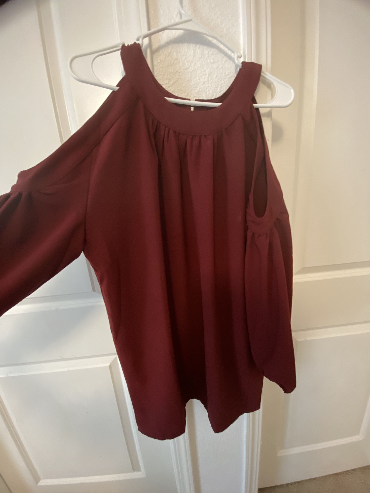Red Long Sleeve With Exposed Shoulder