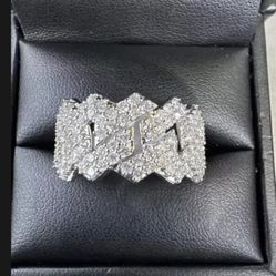 2.20Ct Round Cut Real Moissanite Men's Cuban Link Ring