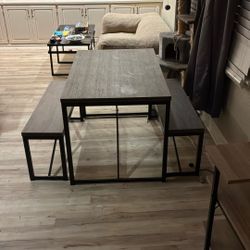 Stylish Wood Table And Benches