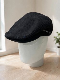Black Paris Newsboy Cap — Eiffel Tower Embroidery