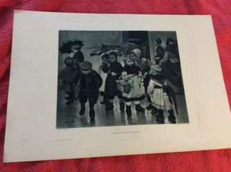 COMING OUT OF SCHOOL ORIGINAL PHOTOGRAVURE JEAN GEOFFROY 1800S