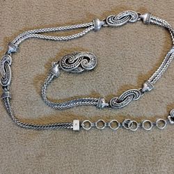  Brighton "Bali Hai" scroll herringbone chain belt