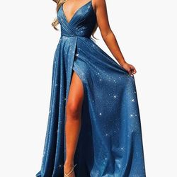 Sparkly Lace Up Back Formal Gown