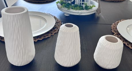 3 White Ceramic Vases
