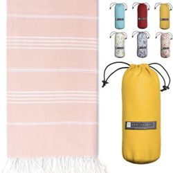 BAY LAUREL Turkish Beach Towel with Travel Bag 39 x 71 