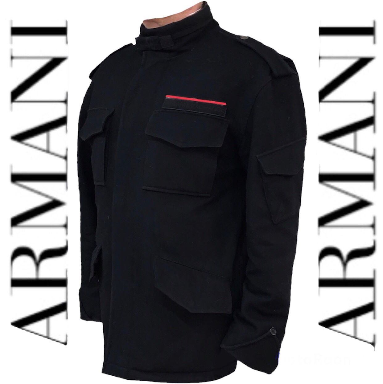NWT 2 Pc Armani Exchange Military Jacket AX Garment Bag Wool Padded Warm Coat Winter Petticoat Gift