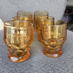 Amber Carnival Glass Cups 