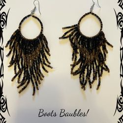 Black And Brown Fringe Earrings 