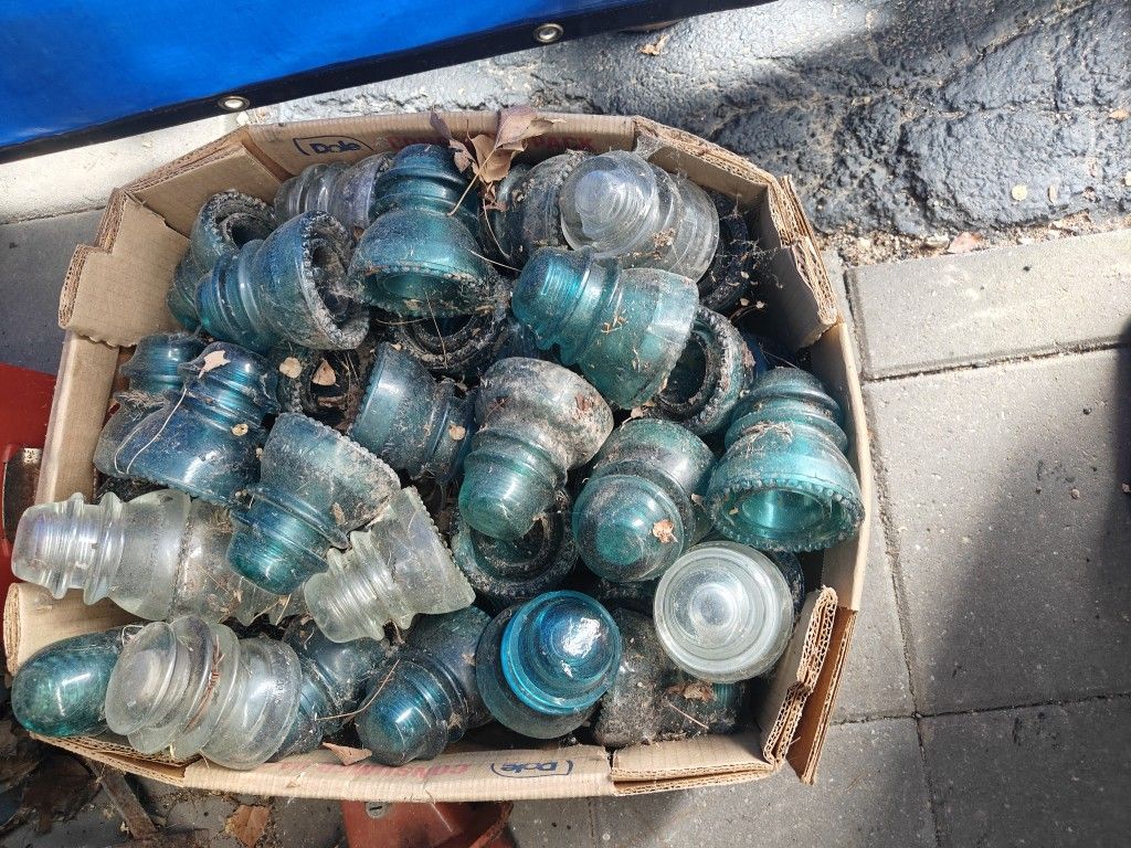 Glass Insulators Bulk bins (300 about)