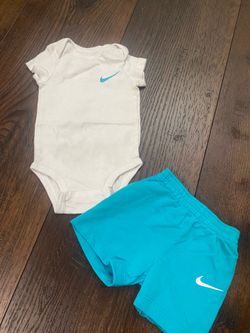 Boys teal blue Nike shirt and shorts size 6 months #17