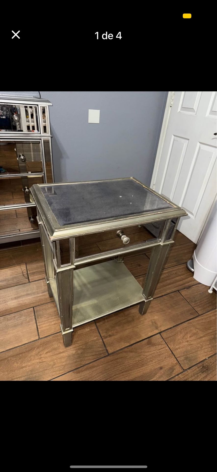 Silver Glass Nightstand