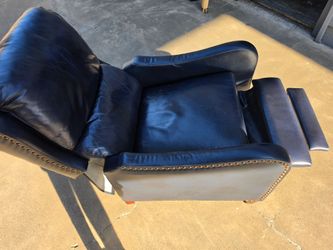 Navy Blue Leather Recliner Chair with Nailhead Trim