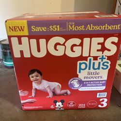Diapers - Huggies Little Movers + 204 Count 