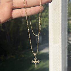 14k Chain With 10k Cross