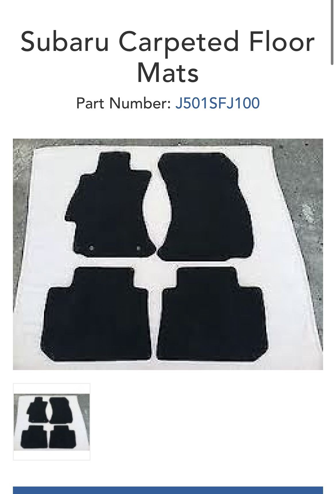 NEW! Subaru Outback Carpeted Floor Mats