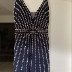 Long Evening Dress - Blue - Stretch Material - Size 2 