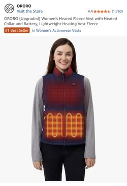 Women's Heated Fleece Vest with Heated Collar and Battery, Lightweight Heating Vest Fleece