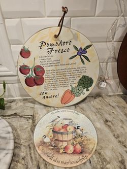 Decorative Wall HANGING PLATE AND Reston Lloyd Electric Stove Burner Covers, , Chickadees All-Over 