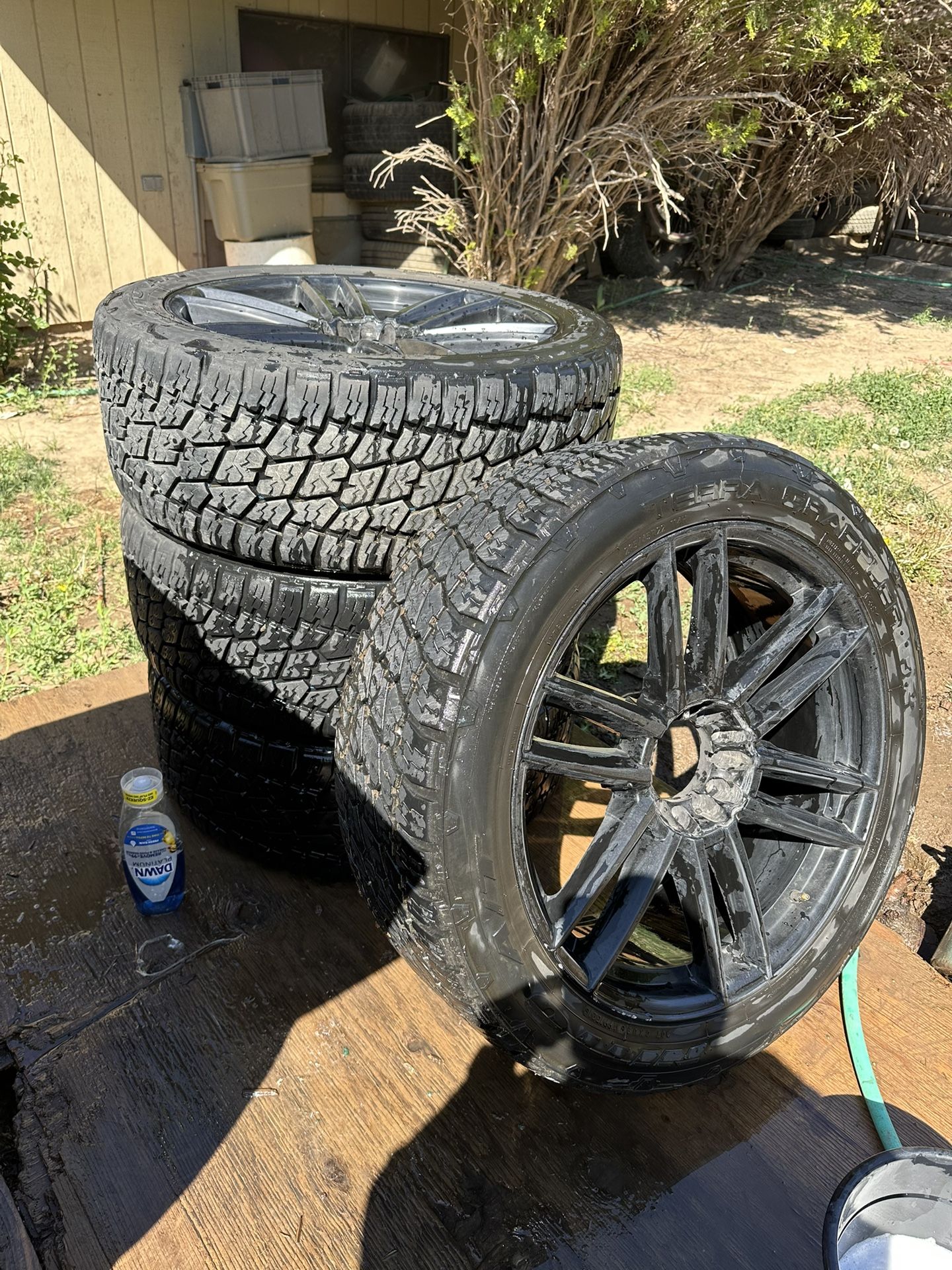 22 Size Tires 6 Holes For A Chevy / Cadillac 80 % Life Good Tread