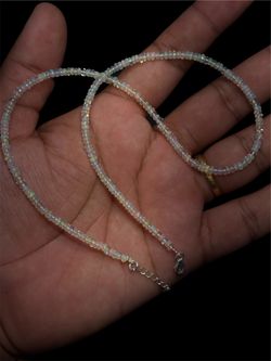 Handmade Ethiopian Opal Beaded Necklace 3.5mm 925 Sterling Silver 18" Certified