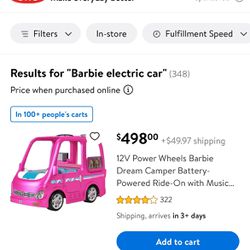 12V Power Wheels Barbie Dream Camper Battery-Powered Ride-On with