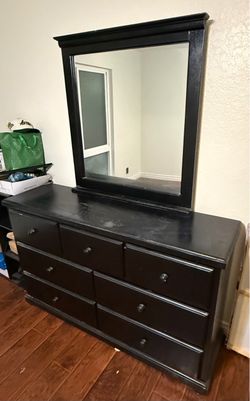 Black Wood Dresser with Mirror